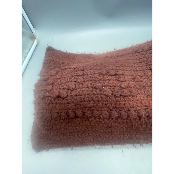 handmade basket weave crochet pillow brown zipper edge 20" x 13" READ - Picture 5 of 5